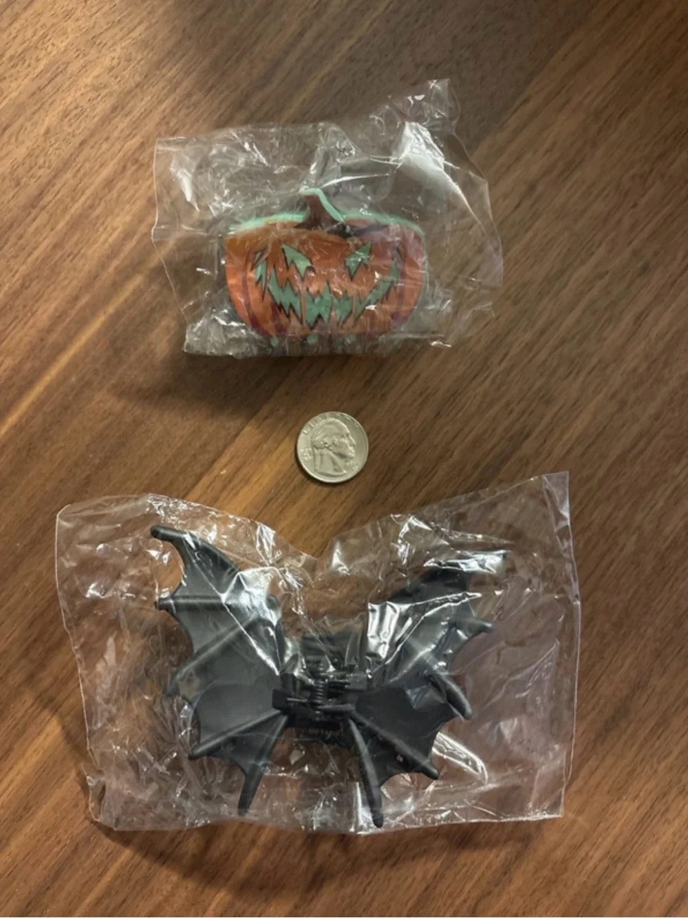 Halloween Pumpkin and Bat Hair Clips - Orange and Black